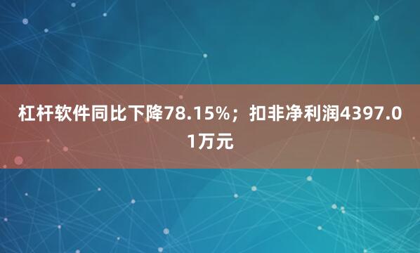 杠杆软件同比下降78.15%；扣非净利润4397.01万元